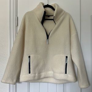 J. Crew Cream & Navy half zip pullover M